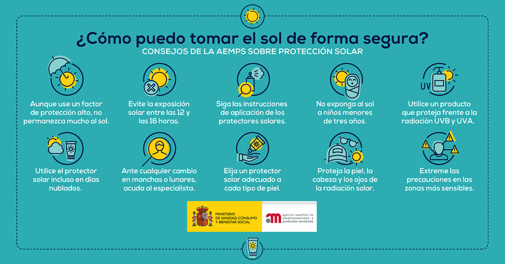 Tomar el sol de forma segura según el ministerio de Sanidad.