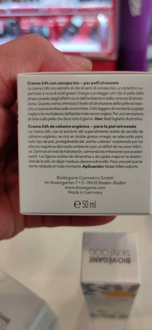 Bio Vegane crema cañamo ingredientes y descripcion caja
