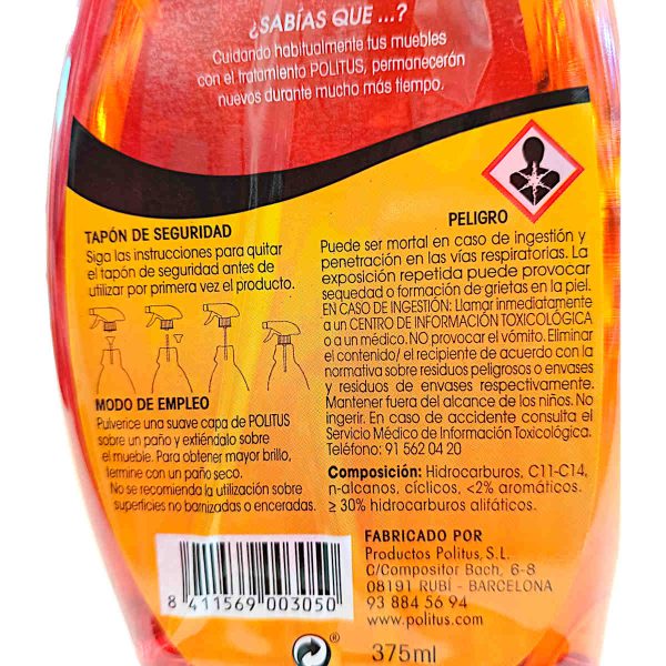 Politus pistola muebles barnizados detalle instrucciones