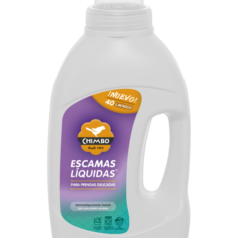 Botella de detergente líquido Chimbo Escama 1050ml para prendas delicadas