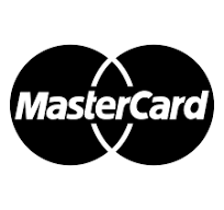 La imagen muestra el logotipo de MasterCard, con dos círculos negros superpuestos y la palabra MasterCard en letras blancas en negrita en el centro.